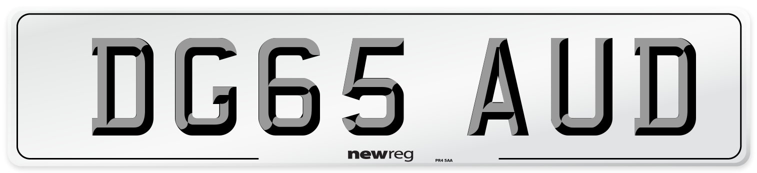 DG65 AUD Number Plate from New Reg